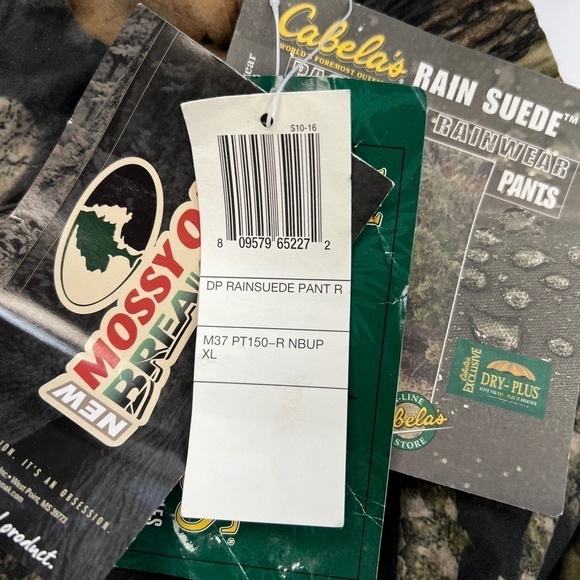 NWT Cabela's Men's Rain Suede Packable Rainwear Hunting Pants Mossy Oak XL - Picture 11 of 15